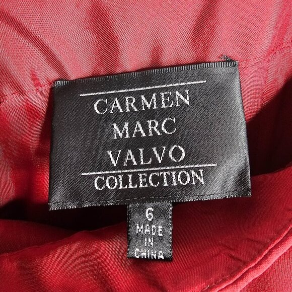 Vtg BERGDORF GOODMAN CARMEN MARC VALVO Straight Satin Skirt RED size 6 Preppy - Picture 6 of 8